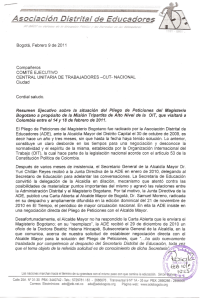 Descargue en PDF Resumen Ejecutivo sobre situación del Pliego de Peticiones del Magisterio Bogotano a proposito de la Misi6n Tripartita de Alto Nivel de la OIT, que visitara a Colombia entre el14 y 18 de febrero de 2011.