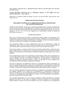 Reglamento Interior de la Administración Pública Centralizada del Estado de Michoacán