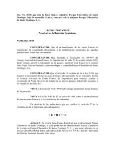 Decreto No. 30 - 00 - Crea Zona Franca Parque Cibernetico SD