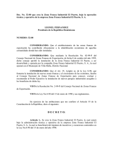 Decreto No. 32 - 00 - Crea Zona Franca Industrial El Puerto