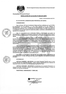 5llunicipatidaá de uara{ RESOLUCIÓN  DE  ALCALDÍA N° 0490-2012-MPH