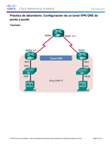 Práctica de laboratorio: Configuración de un túnel VPN GRE de punto a punto