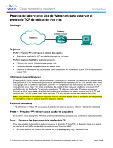 Práctica de laboratorio: Uso de Wireshark para observar el protocolo TCP de enlace de tres vías