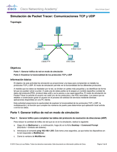 Simulación de Packet Tracer: Comunicaciones TCP y UDP (instrucciones)