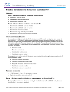 Laboratorio: cálculo de subredes IPv4