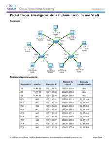 Packet Tracer: investigación de la implementación de una VLAN (instrucciones)