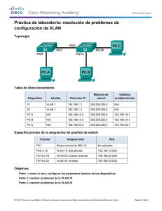 Práctica de laboratorio: resolución de problemas de configuración de VLAN
