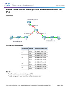 Packet Tracer: cálculo y configuración de la sumarización de una ruta IPv6 (instrucciones)