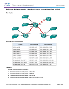 Práctica de laboratorio: cálculo de rutas resumidas IPv4 e IPv6