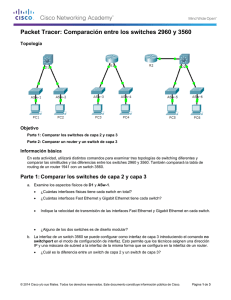 Packet Tracer: Comparación entre los switches 2960 y 3560 (instrucciones)