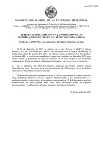ORGANIZACIÓN MUNDIAL DE LA PROPIEDAD INTELECTUAL Aviso N.° 2 /2009