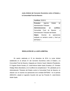 Resolución Junta Arbitral de Navarra 55-2012, de 15 de diciembre de 2014