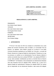 Resolución Junta Arbitral de Navarra 44-2011, de 11 de junio de 2013