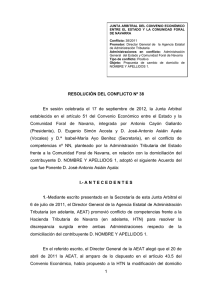 Resolución Junta Arbitral de Navarra 38-2011, de 17 de septiembre de 2012