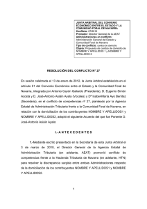 Resolución Junta Arbitral de Navarra 27-2010, de 13 de enero de 2012