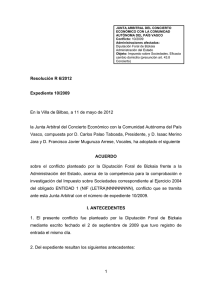 Resolución Junta Arbitral del País Vasco 6/2012, de 11 de mayo de 2012