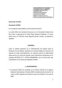 Resolución Junta Arbitral del País Vasco 03/2010, de 20 de diciembre de 2010
