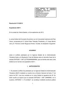 Resolución Junta Arbitral del País Vasco 16/2013, de 9 de septiembre