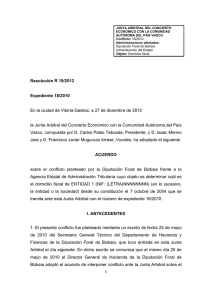 Resolución Junta Arbitral del País Vasco 19/2012, de 27 de diciembre de 2012