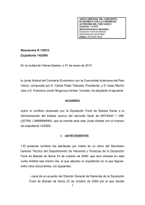 Resolución Junta Arbitral del País Vasco 01/2012, de 31 de enero de 2012