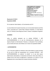 Resolución Junta Arbitral del País Vasco 27/2011, de 22 de diciembre de 2011