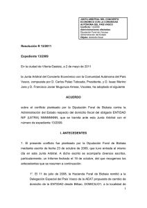 Resolución Junta Arbitral del País Vasco 13/2011, de 2 de mayo de 2011