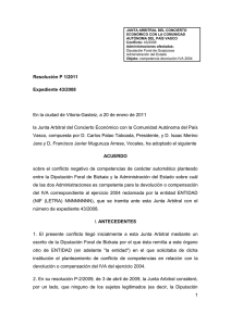 Resolución Junta Arbitral del País Vasco P 01/2011, de 20 de enero de 2011
