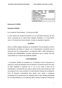 Resolución Junta Arbitral del País Vasco 12/2009, de 19 de Junio de 2009