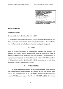 Resolución Junta Arbitral del País Vasco 09/2009, de 3 de abril de 2009