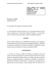 Resolución Junta Arbitral del País Vasco 01/2009, de 28 de enero de 2009