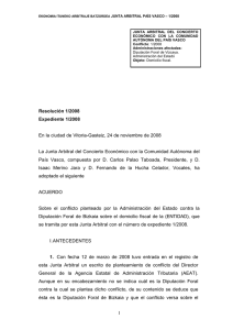 Resolución Junta Arbitral del País Vasco 01/2008, de 24 de noviembre de 2008