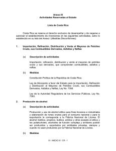 Anexo III Actividades Reservadas al Estado  Lista de Costa Rica
