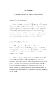 CAPÍTULO DOCE  ENTRADA TEMPORAL DE PERSONAS DE NEGOCIOS Artículo 1201: Principios Generales