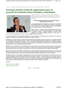Concluye primera ronda de negociación para un acuerdo de inversión entre Colombia y Azerbaiyán