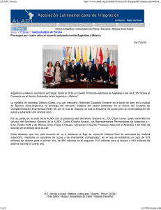 Argentina y M xico acuerdan prorrogar hasta el 2019 el Quinto Protocolo Adicional al Ap ndice I del ACE 55 Sobre el Comercio en el Sector Automotor