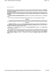 M xico publica decreto por el que aprueba TLC con Costa Rica, El Salvador, Guatemala, Honduras y Nicaragua