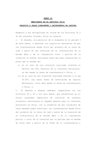 Respecto a sus obligaciones en virtud de los Artículos 39... 40 del presente Tratado, Chile se reserva: ANEXO XI