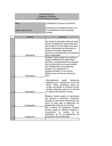 Informe Ronda VII Cartagena, Colombia 7 al 12 de Febrero de 2005 Mesa: