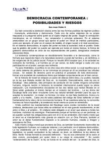 11- SANTOS Democracia contemporanea posibilidades y riesgos (San Juan Pablo II)