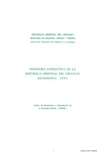 Industria extractiva de la República Oriental del Uruguay - Año 2003