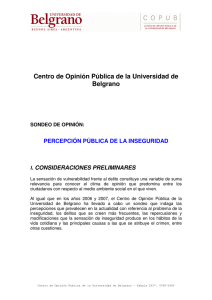 Centro de Opinión Pública de la Universidad de Belgrano . CONSIDERACIONES PRELIMINARES