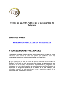 Centro de Opinión Pública de la Universidad de Belgrano . CONSIDERACIONES PRELIMINARES
