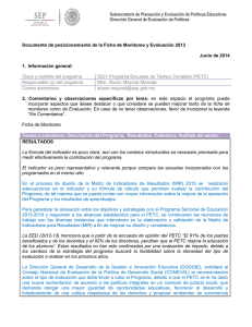 Documento de posicionamiento de la Ficha de Monitoreo y Evaluación 2013