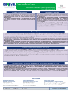 Programa de Escuela Segura Ficha de Evaluación 2013 Fortalezas y/o Oportunidades