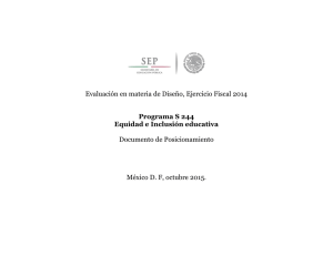 Evaluación en materia de Diseño, Ejercicio Fiscal 2014  Documento de Posicionamiento
