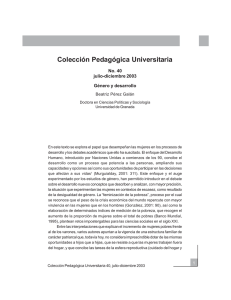 Colección Pedagógica Universitaria No. 40 julio-diciembre 2003 Género y desarrollo