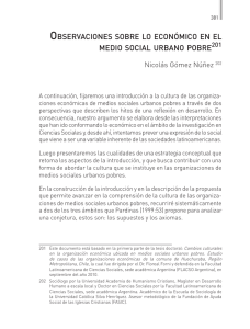 Nicolás Gómez Núñez: Observaciones sobre lo económico en el medio social urbano pobre.