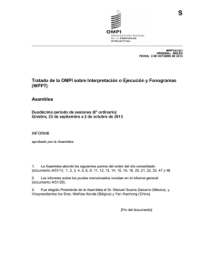 S Tratado de la OMPI sobre Interpretación o Ejecución y Fonogramas (WPPT) Asamblea