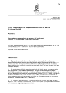 S Unión Particular para el Registro Internacional de Marcas (Unión de Madrid) Asamblea