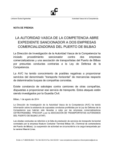 La Autoridad Vasca de la Competencia abre expediente sancionador a dos empresas del puerto de Bilbao (PDF, 35 KB)